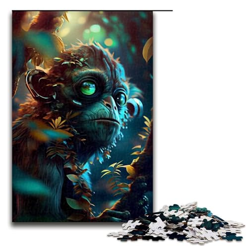 1000-teiliges Puzzle Cooles Space Tech Monkey Jigsaw für Erwachsene und Kinder Holzpuzzle pädagogisches Spielzeug zum Stressabbau Puzzle 1000 Teile (75 x 50 cm) von mowenbingpeng