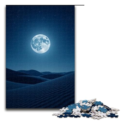 1000-teiliges Puzzle Die Wüste unter dem Mondlicht ist geheimnisvoll und friedlich Holzpuzzle Lernspiele Heimdekoration 1000 Teile (75 x 50 cm) von mowenbingpeng