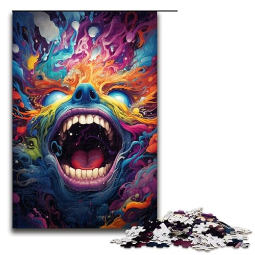 1000-teiliges Puzzle Fantasie Bunte Gesichter Puzzle für Erwachsene und Kinder Holzpuzzle pädagogisches Spielzeug zum Stressabbau Puzzle 1000 Teile (75 x 50 cm) von mowenbingpeng