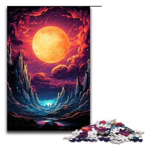 1000-teiliges Puzzle Fantasie Bunte Landschaft Puzzle für Erwachsene und Kinder Holzpuzzle pädagogisches Spielzeug zum Stressabbau Puzzle 1000 Teile (75 x 50 cm) von mowenbingpeng