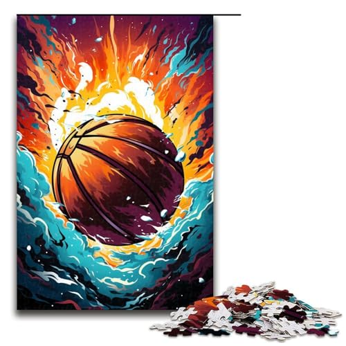 1000-teiliges Puzzle Fantasie-Farben Basketball Feuer Puzzle für Erwachsene und Kinder Holzpuzzle pädagogisches Spielzeug zum Stressabbau Puzzle 1000 Teile (75 x 50 cm) von mowenbingpeng