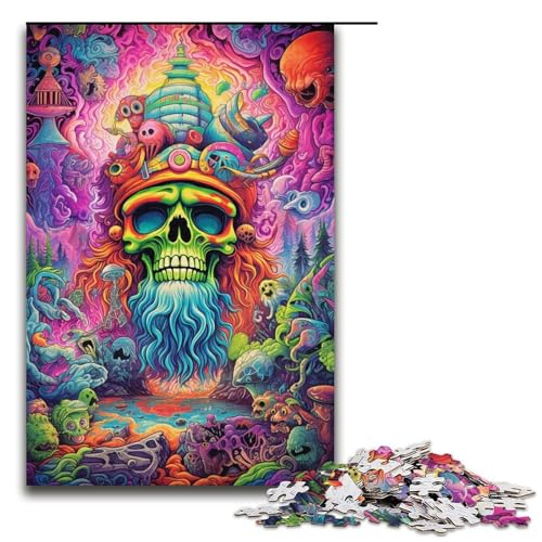 1000-teiliges Puzzle Fantasie-Weihnachtsschädel Alter Mann Holzpuzzle Lernspiele Heimdekoration 1000 Teile (38 x 26 cm) von mowenbingpeng