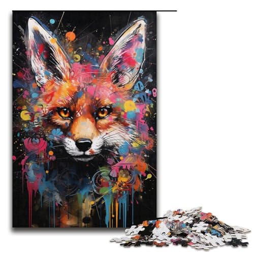1000-teiliges Puzzle Fantasie bunter Fuchs Puzzle für Erwachsene und Kinder Holzpuzzle pädagogisches Spielzeug zum Stressabbau Puzzle 1000 Teile (38 x 26 cm) von mowenbingpeng