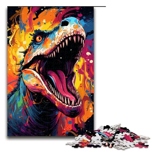 1000-teiliges Puzzle Fantasie buntes Dinosaurier-Puzzle für Erwachsene und Kinder Holzpuzzle pädagogisches Spielzeug zum Stressabbau Puzzle 1000 Teile (75 x 50 cm) von mowenbingpeng
