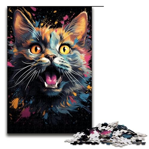 1000-teiliges Puzzle Fantasie buntes Katzen-Puzzle für Erwachsene Holzpuzzle anspruchsvolles Spiel 1000 Teile (75 x 50 cm) von mowenbingpeng