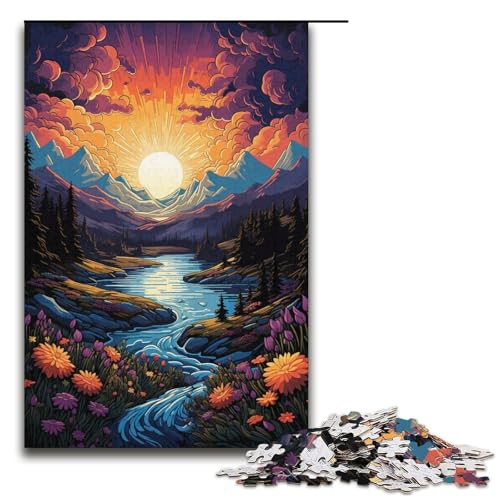 1000-teiliges Puzzle Fantasie wunderschöne Landschaft Puzzle für Erwachsene Holzpuzzle anspruchsvolles Spiel 1000 Teile (38 x 26 cm) von mowenbingpeng