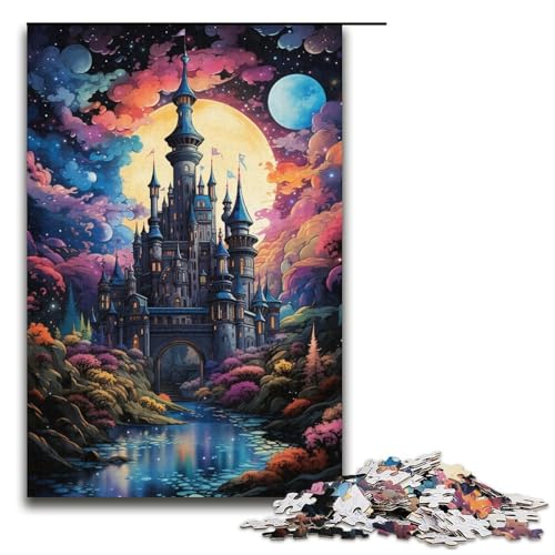 1000-teiliges Puzzle Fantasy-Schloss Puzzle für Erwachsene Holzpuzzle anspruchsvolles Spiel 1000 Teile (38 x 26 cm) von mowenbingpeng