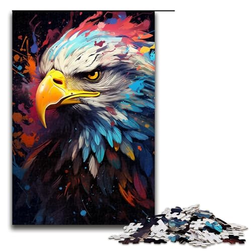 1000-teiliges Puzzle Farbmalerei Adler-Puzzle für Erwachsene Holzpuzzle anspruchsvolles Spiel 1000 Teile (75 x 50 cm) von mowenbingpeng