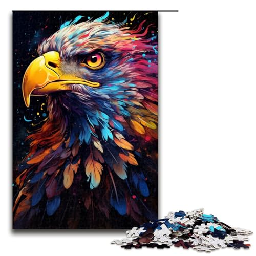 1000-teiliges Puzzle Farbmalerei Adler-Puzzle für Erwachsene Holzpuzzle anspruchsvolles Spiel 1000 Teile (75 x 50 cm) von mowenbingpeng