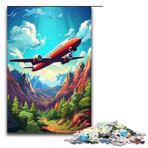 1000-teiliges Puzzle Farbmalerei Flugzeug-Puzzle Holzpuzzle Lernspiele Heimdekoration 1000 Teile (75 x 50 cm) von mowenbingpeng