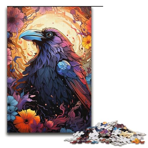 1000-teiliges Puzzle Farbmalerei Krähen-Puzzle für Erwachsene Holzpuzzle anspruchsvolles Spiel 1000 Teile (38 x 26 cm) von mowenbingpeng