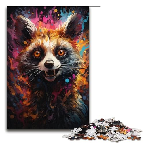 1000-teiliges Puzzle Farbmalerei Lemur-Puzzle Holzpuzzle Lernspiele Heimdekoration 1000 Teile (38 x 26 cm) von mowenbingpeng
