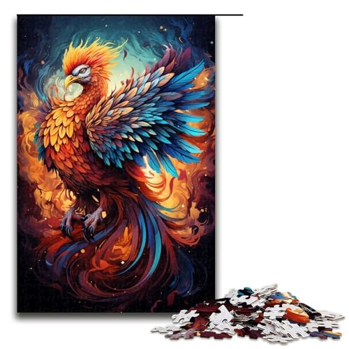 1000-teiliges Puzzle Farbmalerei Phoenix-Puzzle für Erwachsene Holzpuzzle anspruchsvolles Spiel 1000 Teile (75 x 50 cm) von mowenbingpeng