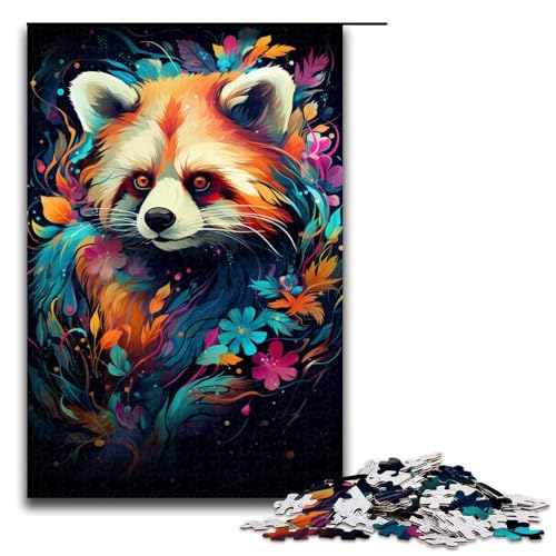 1000-teiliges Puzzle Farbmalerei Roter Panda Holzpuzzle Lernspiele Heimdekoration 1000 Teile (75 x 50 cm) von mowenbingpeng