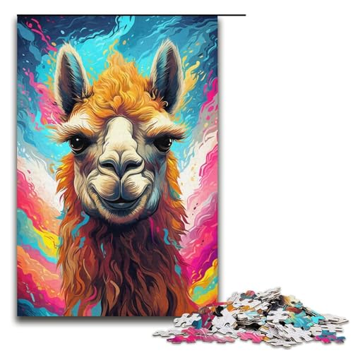1000-teiliges Puzzle Farbmalerei von Alpaka-Puzzles Holzpuzzles Lernspiele Heimdekoration 1000 PCS (38 x 26 cm) von mowenbingpeng