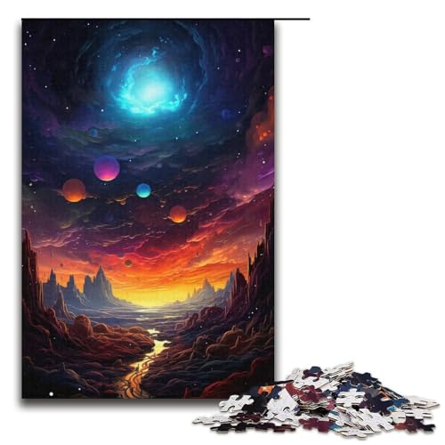 1000-teiliges Puzzle Farbplaneten-Landschaftspuzzle Holzpuzzle Lernspiele Heimdekoration 1000 Teile (38 x 26 cm) von mowenbingpeng