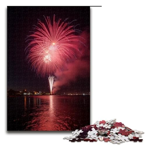 1000-teiliges Puzzle Feuerwerk Puzzle für Erwachsene Holzpuzzle Familienspiel 1000 Teile (75 x 50 cm) von mowenbingpeng