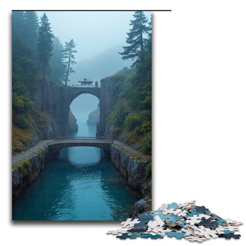 1000-teiliges Puzzle Fließende Wasserbrücke () Puzzle für Erwachsene Holzpuzzle anspruchsvolles Spiel 1000 Teile (75 x 50 cm) von mowenbingpeng