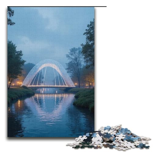 1000-teiliges Puzzle Fließende Wasserbrücke (Puzzle für Erwachsene und Kinder Holzpuzzle pädagogisches Spielzeug zum Stressabbau Puzzle 1000 Teile (38 x 26 cm) von mowenbingpeng
