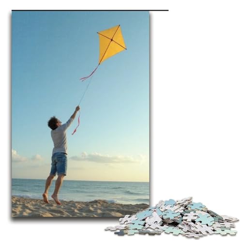 1000-teiliges Puzzle Flying A Kite für Erwachsene und Kinder Holzpuzzle pädagogisches Spielzeug zum Stressabbau Puzzle 1000 Teile (75 x 50 cm) von mowenbingpeng