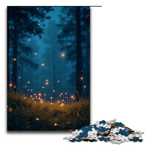 1000-teiliges Puzzle Glühwürmchen funkeln in der Sommernacht Holzpuzzle Lernspiele Heimdekoration 1000 Teile (75 x 50 cm) von mowenbingpeng
