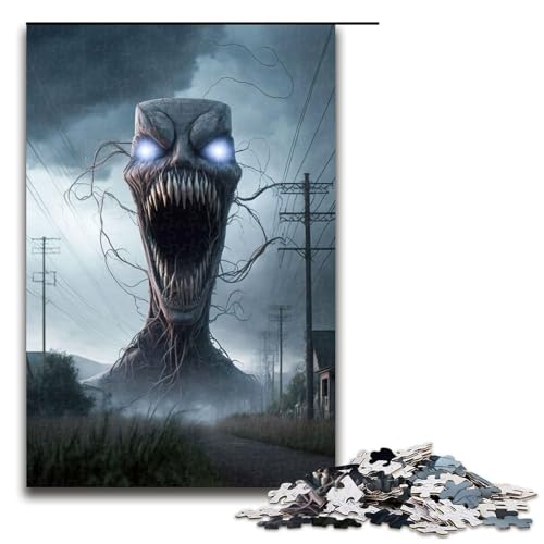 1000-teiliges Puzzle Gruseliges Monster-Puzzle für Erwachsene Holzpuzzle anspruchsvolles Spiel 1000 Teile (75 x 50 cm) von mowenbingpeng