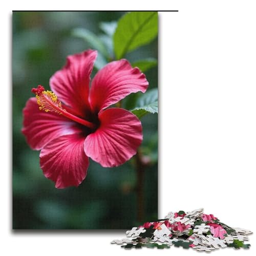 1000-teiliges Puzzle Hibiskus SparseJigsaw für Erwachsene und Kinder Holzpuzzle pädagogisches Spielzeug zum Stressabbau Puzzle 1000 Teile (38 x 26 cm) von mowenbingpeng
