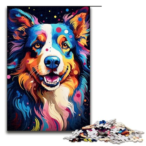 1000-teiliges Puzzle Hund buntes Puzzle Holzpuzzle Lernspiele Heimdekoration 1000 Teile (75 x 50 cm) von mowenbingpeng
