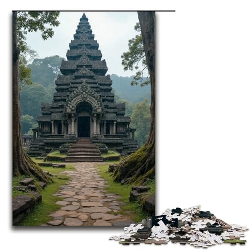 1000-teiliges Puzzle Lernspiele Antiker Tempel Puzzles für Erwachsene Holzpuzzle für Familienspaß und Spieleabend 1000 Teile (75 x 50 cm) von mowenbingpeng