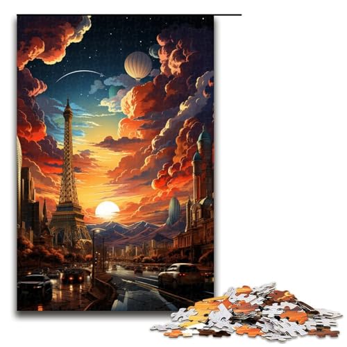 1000-teiliges Puzzle Lernspiele Bunte Psychedelia auf dem Las Vegas Strip Puzzles für Erwachsene Holzpuzzle für Familienspaß und Spieleabend 1000 Teile (75 x 50 cm) von mowenbingpeng
