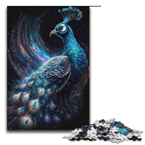 1000-teiliges Puzzle Lernspiele Cosmic Peacock Puzzles für Erwachsene Papierpuzzle für Familienspaß und Spieleabend 1000 Teile (38 x 26 cm) von mowenbingpeng