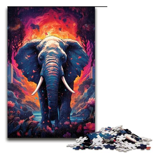 1000-teiliges Puzzle Lernspiele Fantasie Bunte Elefanten Puzzles für Erwachsene Holzpuzzle für Familienspaß und Spieleabend 1000 Teile (75 x 50 cm) von mowenbingpeng