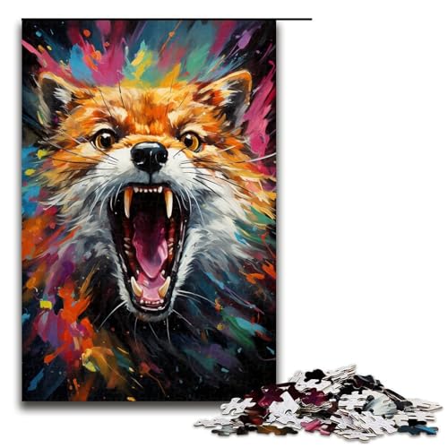 1000-teiliges Puzzle Lernspiele Farbmalerei Fuchs-Puzzles für Erwachsene Holzpuzzle für Familienspaß und Spieleabende 1000 Teile (75 x 50 cm) von mowenbingpeng