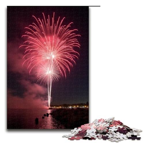 1000-teiliges Puzzle Lernspiele Feuerwerk Puzzles für Erwachsene Holzpuzzle für Familienspaß und Spieleabend 1000 Teile (75 x 50 cm) von mowenbingpeng