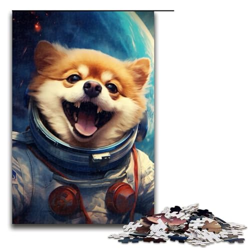 1000-teiliges Puzzle Lernspiele Hund im Weltraum Puzzles für Erwachsene Holzpuzzle für Familienspaß und Spieleabend 1000 Teile (75 x 50 cm) von mowenbingpeng