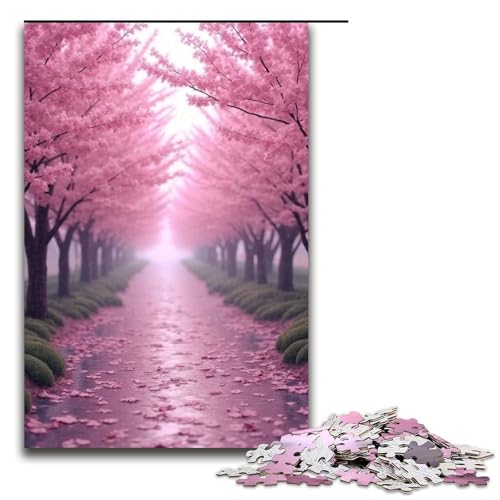 1000-teiliges Puzzle Lernspiele Kirschblütenpfad Puzzles für Erwachsene Holzpuzzle für Familienspaß und Spieleabend 1000 Teile (75 x 50 cm) von mowenbingpeng
