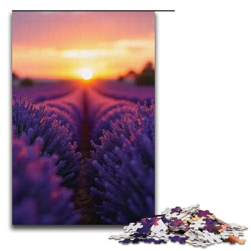 1000-teiliges Puzzle Lernspiele Lavendel-Puzzles für Erwachsene Holzpuzzle für Familienspaß und Spieleabende 1000 Teile (38 x 26 cm) von mowenbingpeng