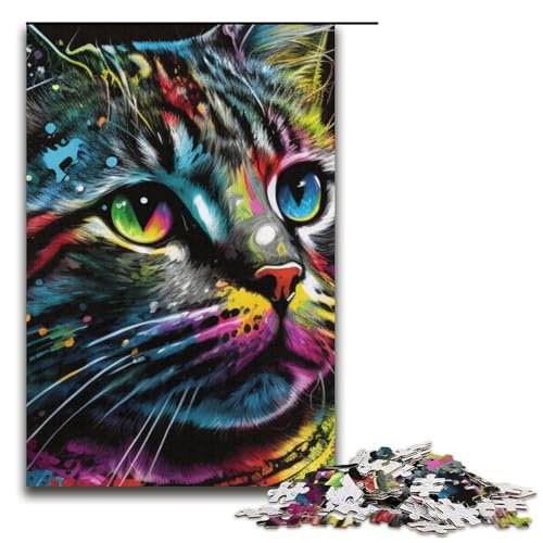1000-teiliges Puzzle Lernspiele Porträt Einer schönen Katze Puzzles für Erwachsene Papierpuzzle für Familienspaß und Spieleabend 1000 Teile (38 x 26 cm) von mowenbingpeng