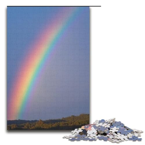 1000-teiliges Puzzle Lernspiele Regenbogen am Himmel Puzzles für Erwachsene Holzpuzzle für Familienspaß und Spieleabend 1000 Teile (38 x 26 cm) von mowenbingpeng