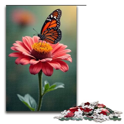 1000-teiliges Puzzle Lernspiele Schmetterling Liebe Blume Puzzle für Erwachsene Holzpuzzle für Familienspaß und Spieleabend 1000 Teile (75 x 50 cm) von mowenbingpeng