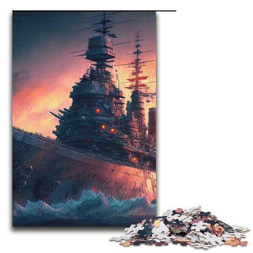1000-teiliges Puzzle Lernspiele Segel-Schlachtschiff Puzzles für Erwachsene Papierpuzzle für Familienspaß und Spieleabend 1000 Teile (38 x 26 cm) von mowenbingpeng
