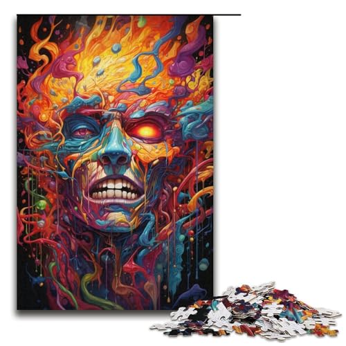 1000-teiliges Puzzle Lernspiele Zeichnen böses Monster Puzzles für Erwachsene Holzpuzzle für Familienspaß und Spieleabend 1000 Teile (38 x 26 cm) von mowenbingpeng
