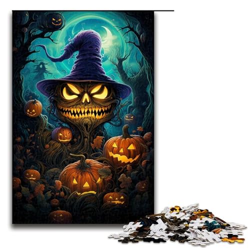 1000-teiliges Puzzle Lernspiele böses Kürbis-Mal-Puzzle für Erwachsene Holzpuzzle für Familienspaß und Spieleabend 1000 Teile (75 x 50 cm) von mowenbingpeng