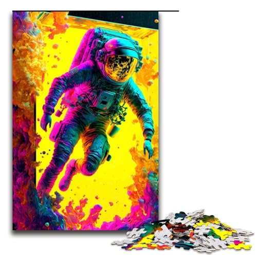 1000-teiliges Puzzle Lernspiele farbenfrohe Astronauten-Puzzles für Erwachsene Holzpuzzle für Familienspaß und Spieleabende 1000 Teile (75 x 50 cm) von mowenbingpeng