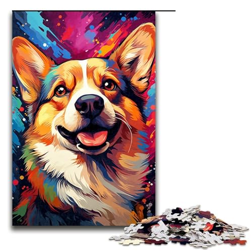 1000-teiliges Puzzle Lernspiele farbenfrohe psychedelische Kunst farbige Hunde-Puzzles für Erwachsene Holzpuzzle für Familienspaß und Spieleabend 1000 Teile (75 x 50 cm) von mowenbingpeng