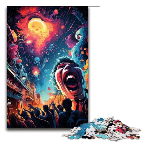 1000-teiliges Puzzle Lernspiele farbenfrohe psychedelische Monster-Puzzles für Erwachsene Holzpuzzle für Familienspaß und Spieleabende 1000 Teile (75 x 50 cm) von mowenbingpeng