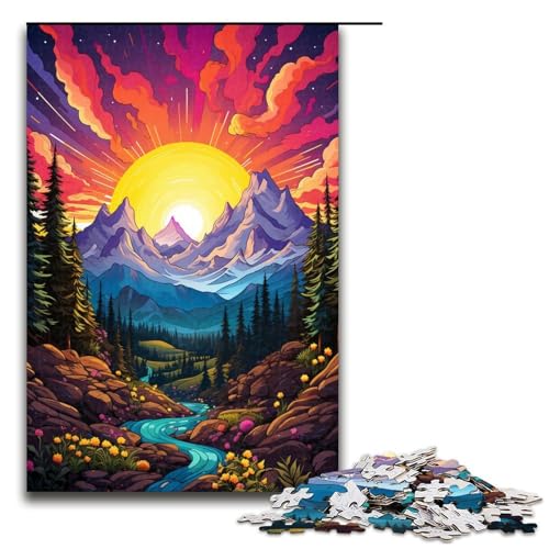1000-teiliges Puzzle Lernspiele farbenfrohe wunderschöne Berge Puzzles für Erwachsene Holzpuzzle für Familienspaß und Spieleabende 1000 Teile (75 x 50 cm) von mowenbingpeng