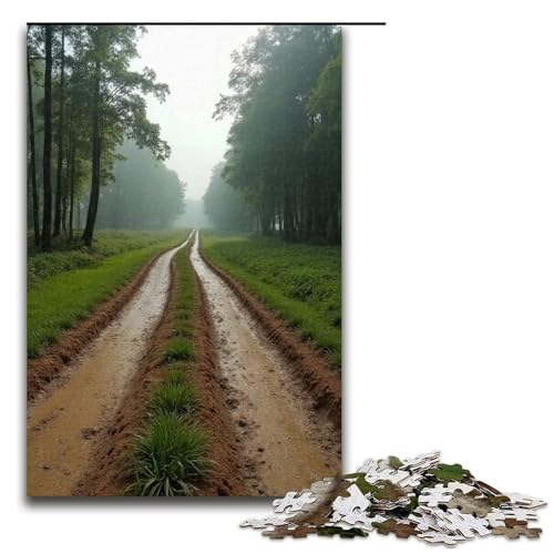 1000-teiliges Puzzle Lernspiele ländliche Schlammstraße Puzzles für Erwachsene Holzpuzzle für Familienspaß und Spieleabend 1000 Teile (75 x 50 cm) von mowenbingpeng