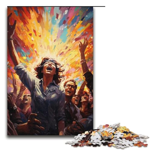 1000-teiliges Puzzle Lernspiele verrückte Bunte Menschen Puzzles für Erwachsene Holzpuzzle für Familienspaß und Spieleabend 1000 Teile (38 x 26 cm) von mowenbingpeng