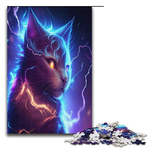 1000 teiliges Puzzle Lightning Cosmic Cat für Kinder Holzpuzzle Heimkunstdekor 1000 Teile (38 x 26 cm) von mowenbingpeng